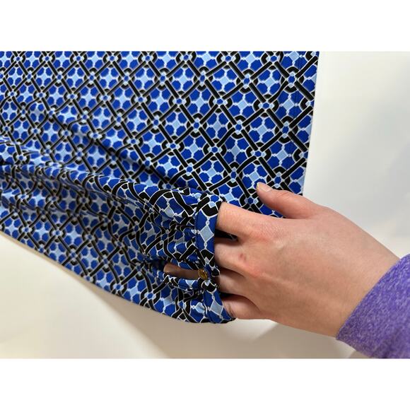 Women Ladies XL blue abstract floral blouse Liz Claiborne top shirt work office - Picture 6 of 12